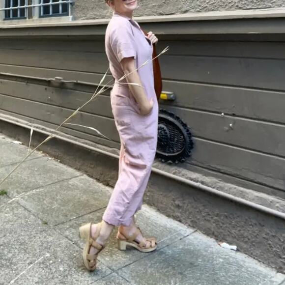 Club Monaco Pink Short Sleeve Boilersuit SIZE 2 Utility Jumpsuit Relaxed $249 - Picture 9 of 11